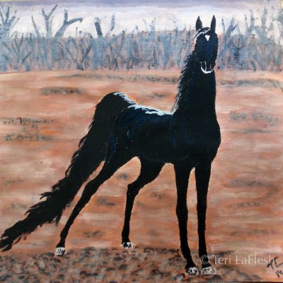 Black Horse, acrylic on paper