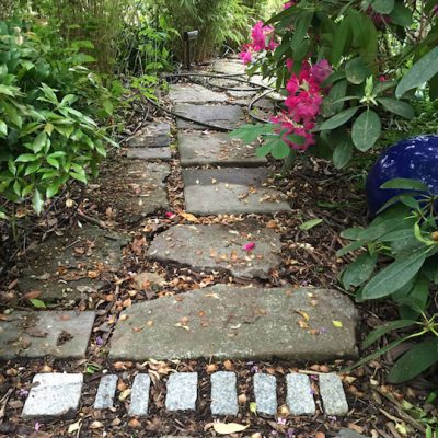 Urbanite and mixed stone path